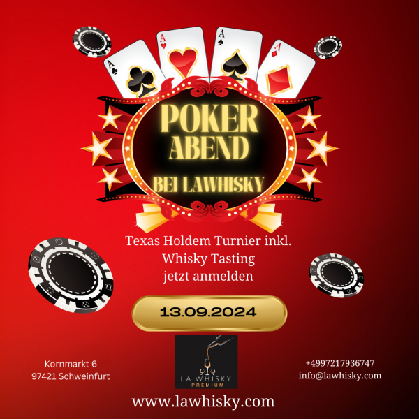 Whisky Tasting inkl. Poker Nacht Texas Holdem 13.09.2024